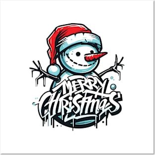 Merry Christmas Graffiti Snowman Posters and Art